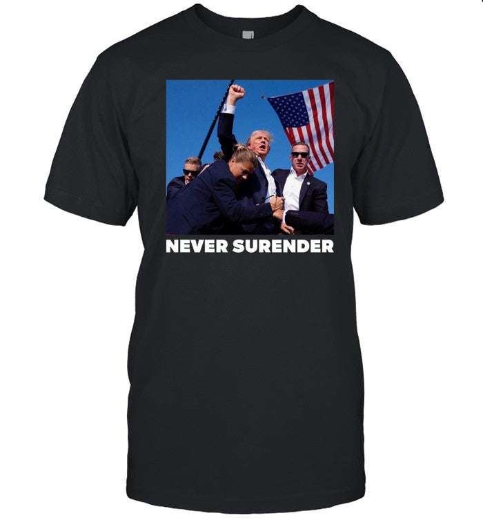 Charlie Kirk Wearing Donald Trump Fight Never Surrender Tee