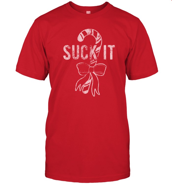 Mens Suck It Funny Christmas Candy Cane Tshirt