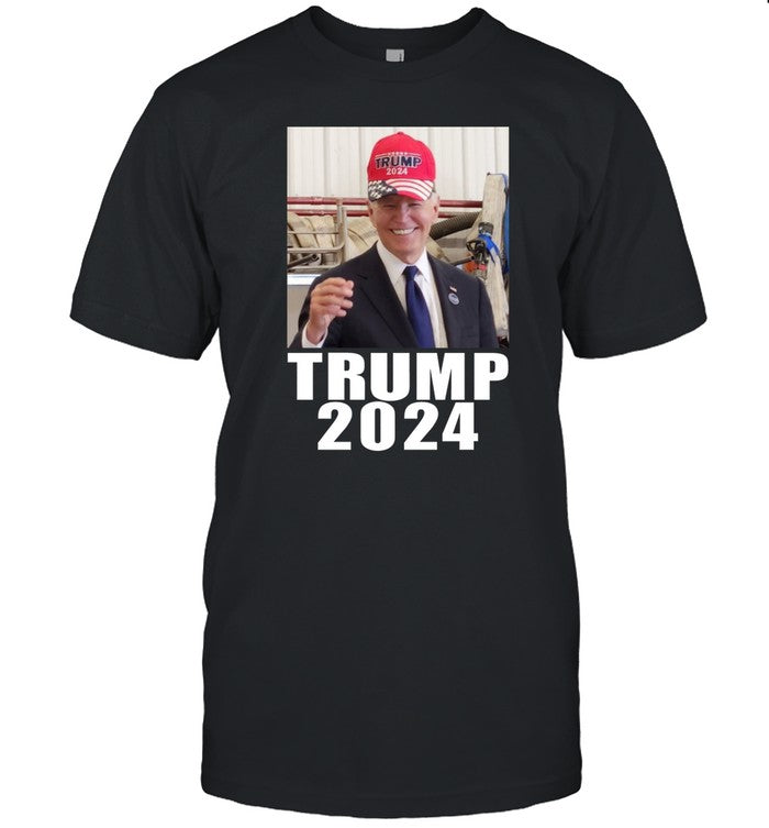 Joe Biden Wearing Trump 2024 Hat Shirt