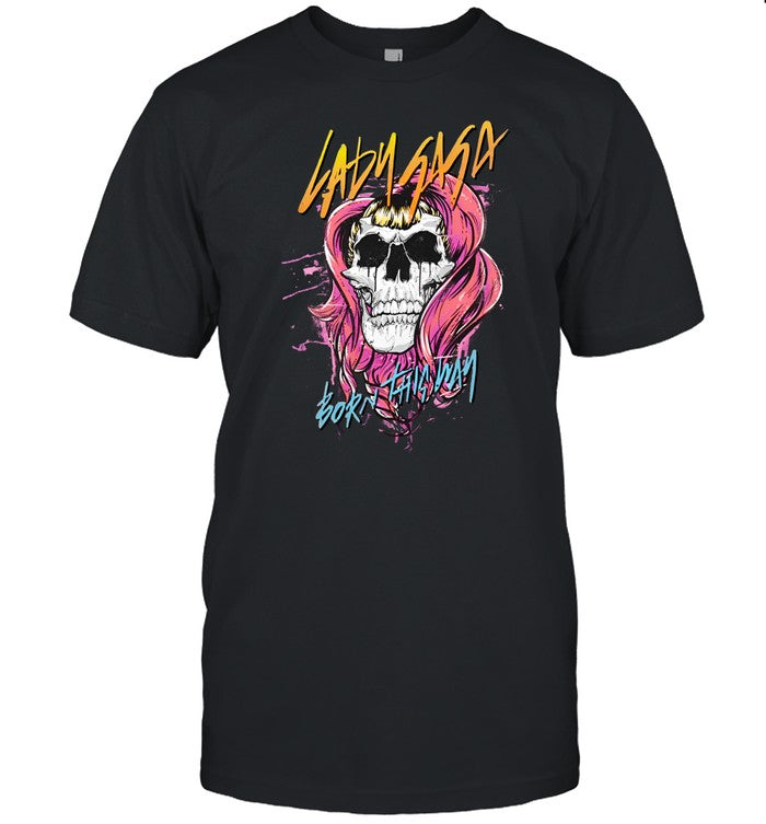 LadyGaga Born This Way Skull Tee Shirt