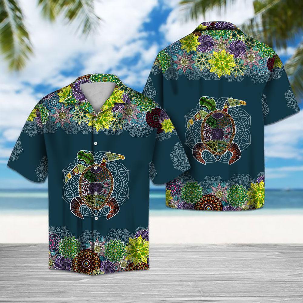Blue Mandala Sea Turtle Hawaiian Shirt Hw4324