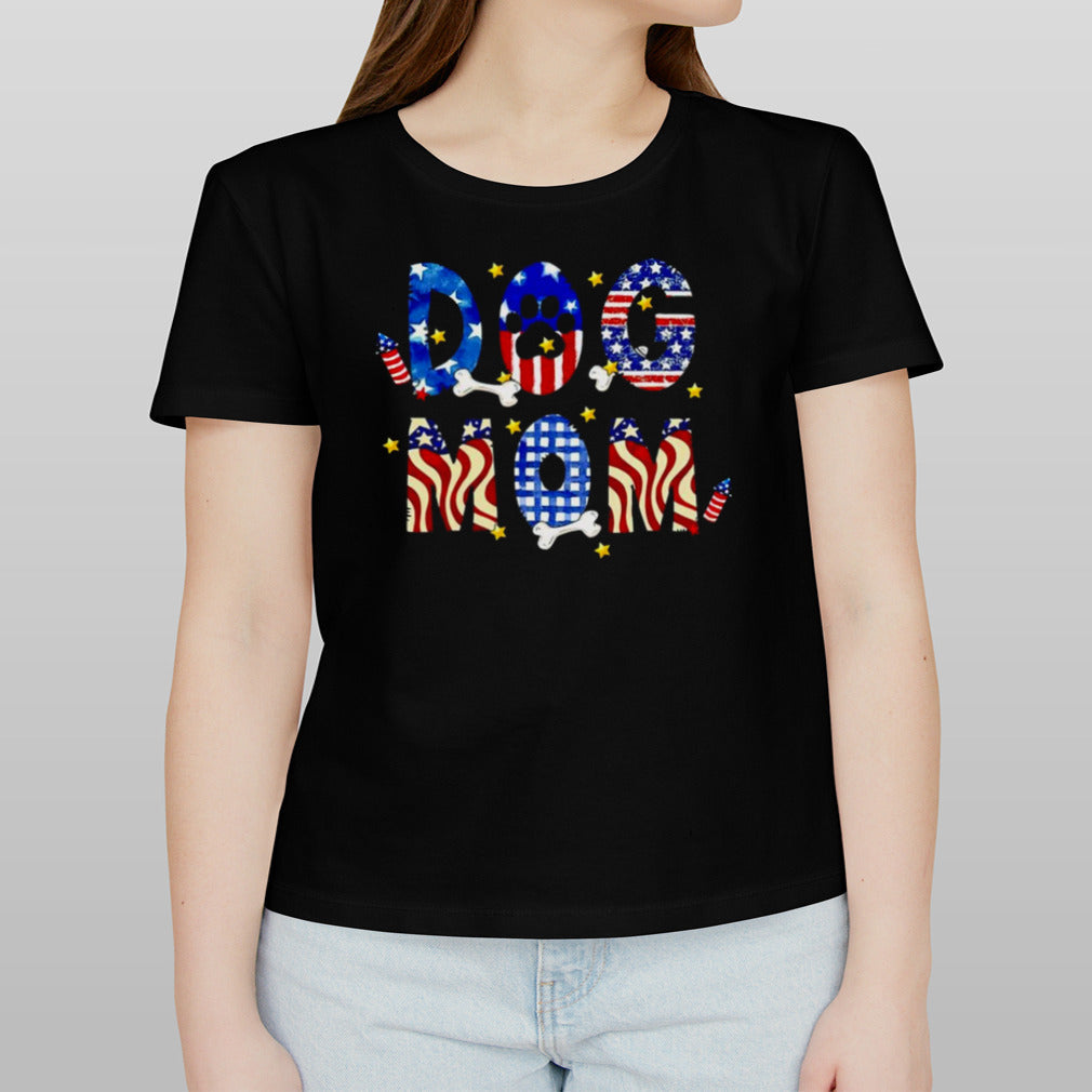 Dog mom USA flag 4th of July shirt