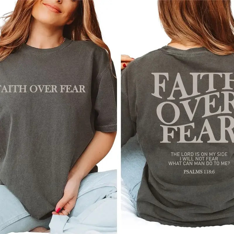 Faith Over Fear Christian Shirt ,Christian shirt ,Jesus Christmas Shirts Cotton Top