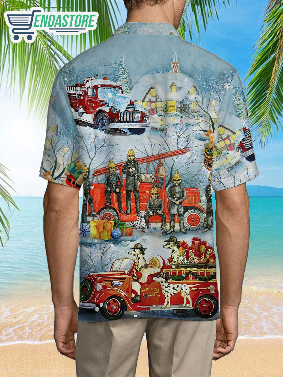 Firefighter Santa Christmas hawaiian shirt