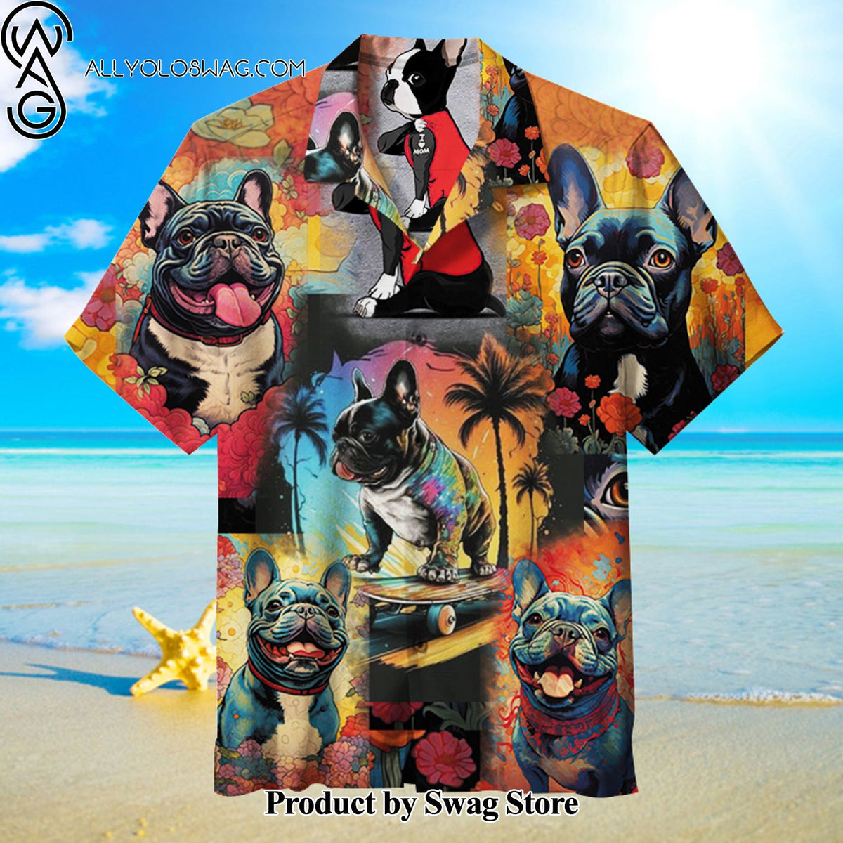 French Bulldog Workwear-Inspired Hawaiian Shirt
