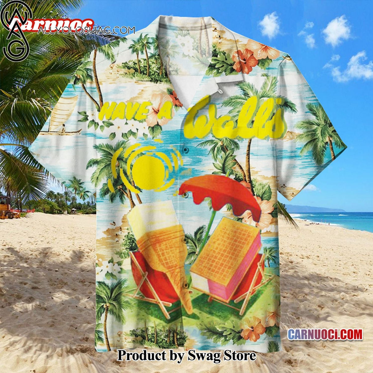 Ice cream sunbathing Breathable Hawaiian Shirt