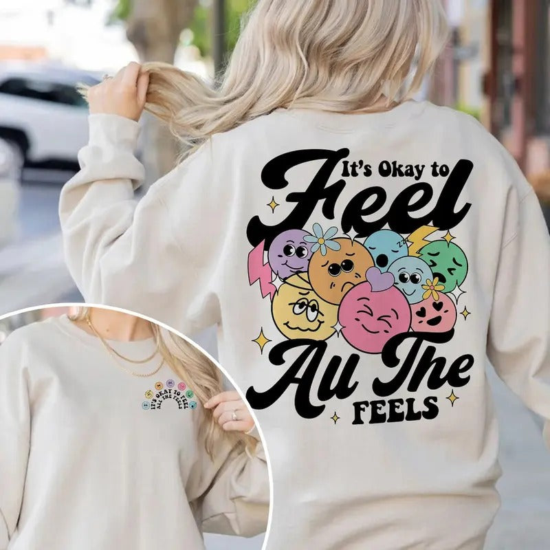 It's Okay To Feel All The Feels Shirt, Mental Health Shirt, Sped Teacher Gift, Counselor Shirt, School Psychologist Shirt, BCBA ABA Shirt