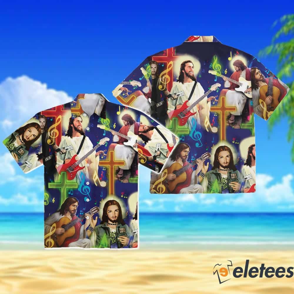 Jesus Playing Guitar Hawaiian Shirt