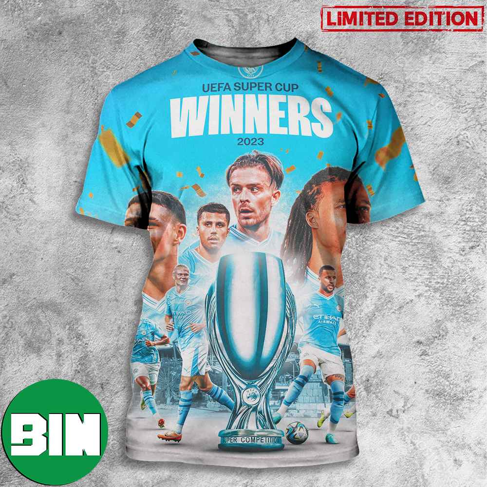 Manchester City UEFA Super Cup Winners 2023 3D T-Shirts