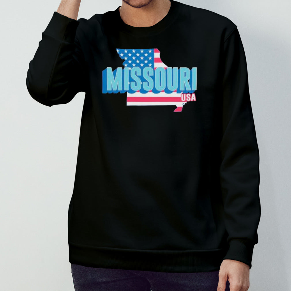 Missouri map USA flag shirts