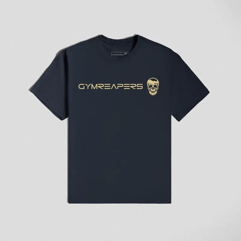 Gymreapers Basic Shirt - Navy/Gold - Short Sleeve - Soft Cotton/Poly Blend - Summer Season