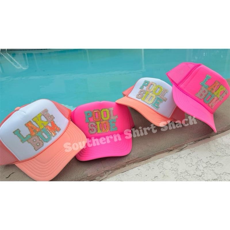 Sequin Lake Bum | Pool Side Trucker Hat | Lake Hat | Pool Days Hat | Fun Summer Trucker Hat