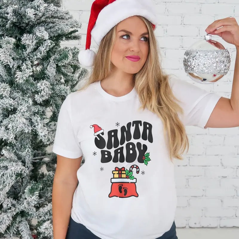 Series Santa Baby Sweatshirt, Xmas Pregnancy Announcement Sweatshirt,Shirt for Pregnancy Announcement, Christmas Pregnancy, Christmas Maternity