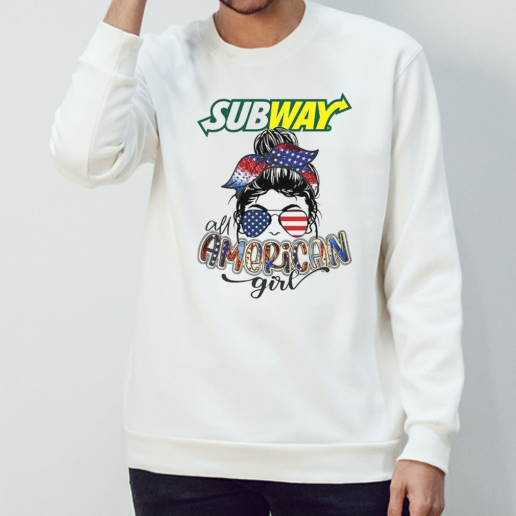 Subway all American girl messy bun shirts