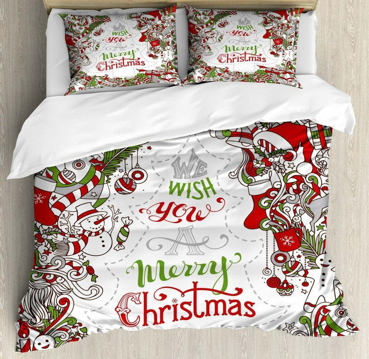 We Wish You A Merry Christmas Bed Sheets Duvet Cover Bedding Setss