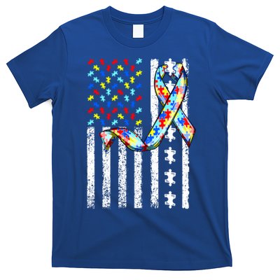 Autism Awareness American Flag Autism Gift T-Shirt