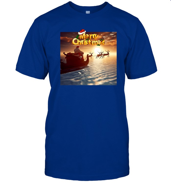 Merry Christmas By The Sea Santa Sleigh T-Shirt