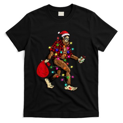 Bigfoot Carrying Christmas Tree Sasquatch Pajama T-Shirt