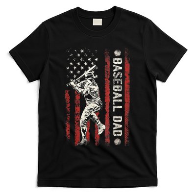 Baseball Dad Flag Gifts Dad Men Baseball Fathers Day T-Shirt
