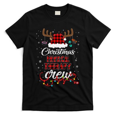 Buffalo Plaid Santa Hat Christmas Physical Therapy Crew T-Shirt