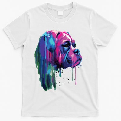 Colorful Boxer Dog Art Watercolor T-Shirt