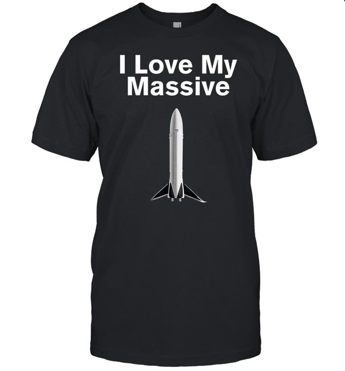 Elon Musk Wearing I Love Massive Rocket Starship Tee