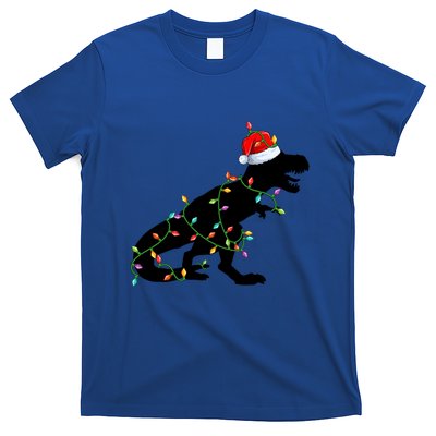Dinosaur Christmas Lights T Rex Santa Xmas Gift Gift T-Shirt