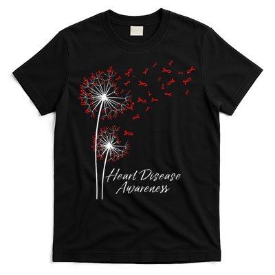 Dandelion Go Red Ribbon Heart Disease Awareness Month T-Shirt