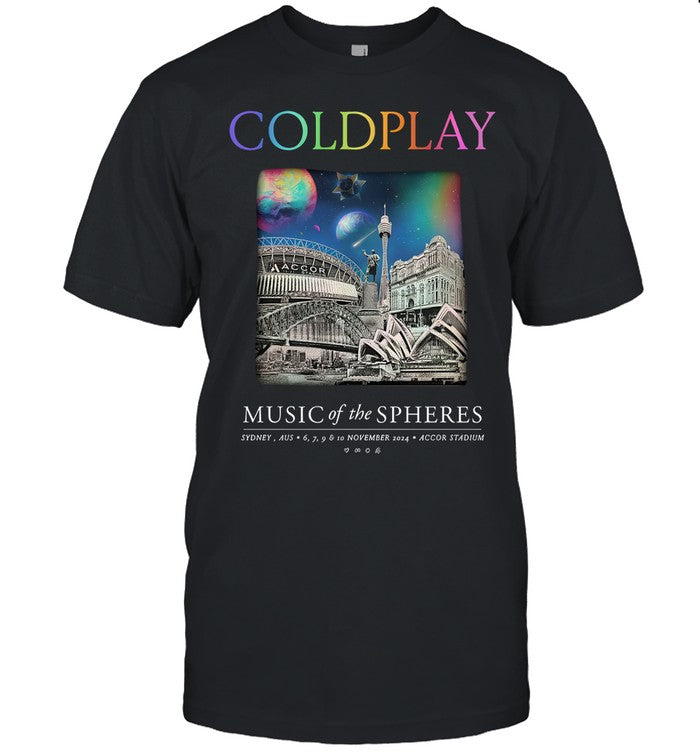 Coldplay November 6, 7, 9 & 10, 2024 Accor Stadium, Sydney Show Tee