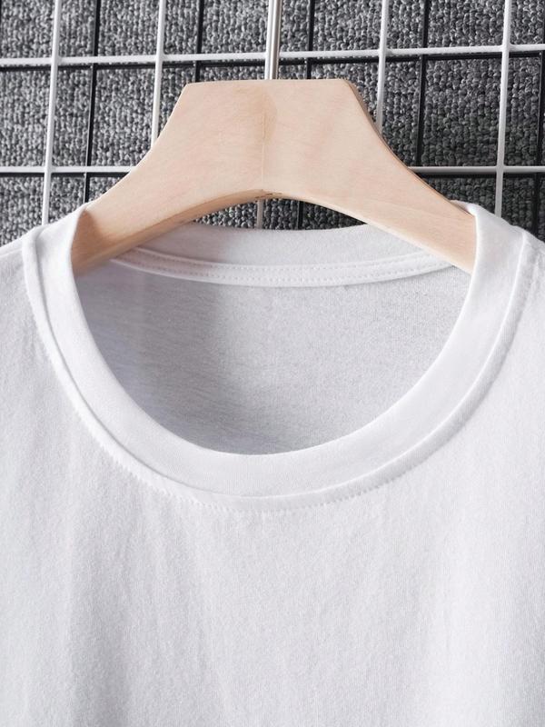 Men's Letter Print Round Neck Tee Summer Clothes, Regular Fit Casual Short Sleeve Crew Neck T-Shirt for Summer, Graphic Tees, Fashion Men's Streetwear