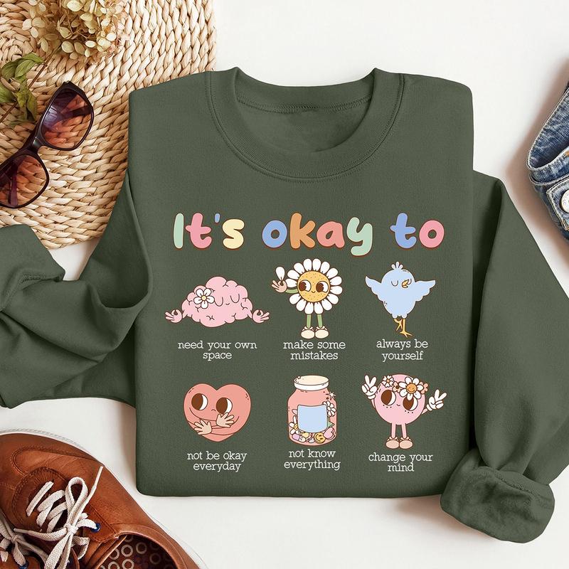 Retro It's Okay To Make Some Mistakes Sweatshirt, Hippie Motivational Sweater, Mental Health Matters Shirt, Special Education Teacher T-Shirt