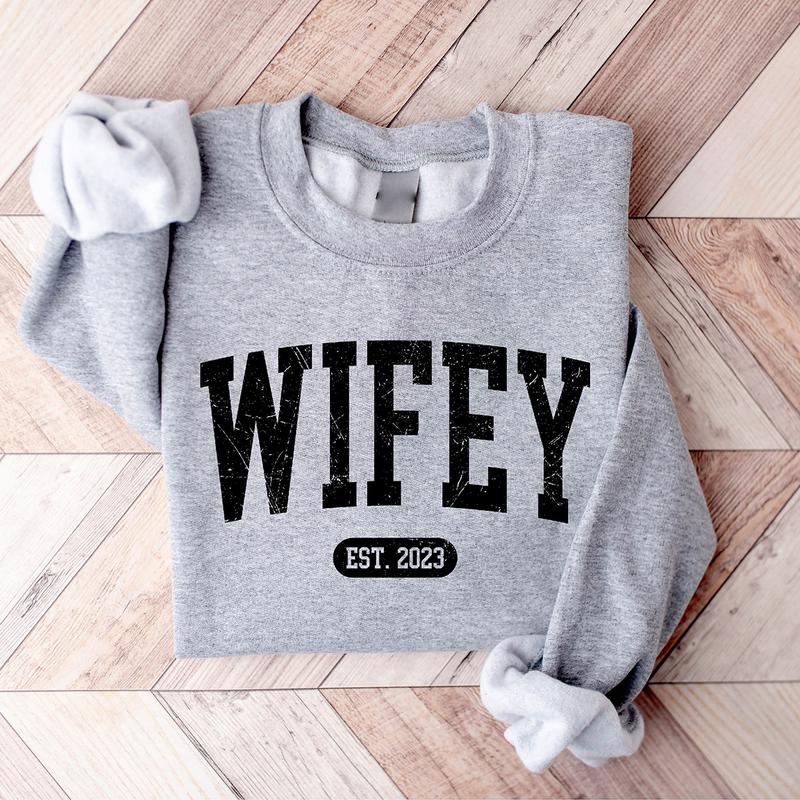 Personalize Wifey Sweatshirt, Engagement Sweatshirt, Bridal Shower Gift, Gift for Bride, Personalized Bridal Gift, New Wife Sweatshirt