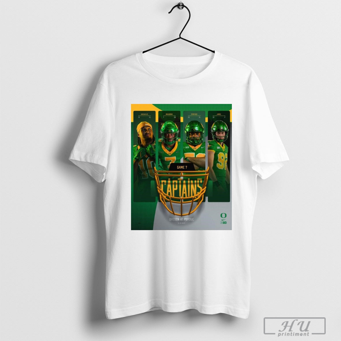 Poster Oregon Ducks At Purdue Boilermakers Game 7 Captains T-shirt