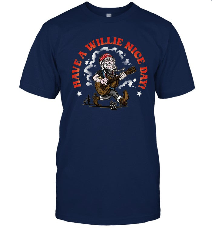 Limited Willie Nelson Have A Willie Nice Day Cartoon T Shirt