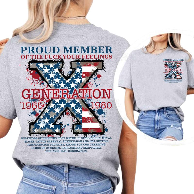 Custom Est.1970 GenX 2 Side Shirt, Vintage Generation Flag 1965-1980 Hoodies, FAFO GenX Shirt, GenX Flag Cotton Shirt ,For Men, For Women