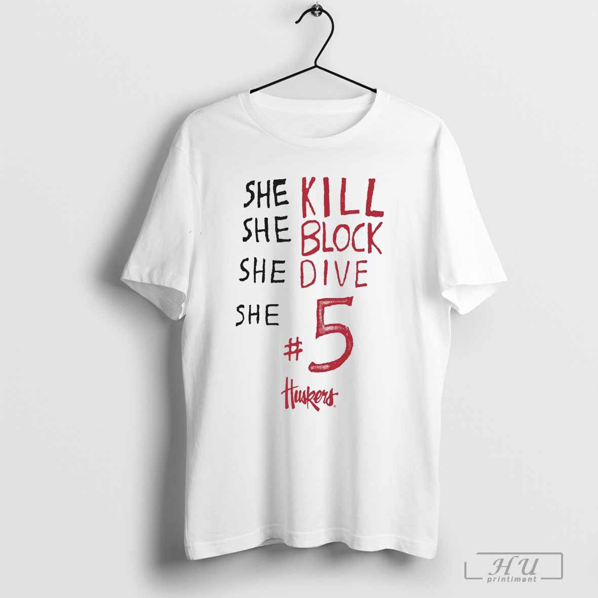 Rebekah Allick Nebraska Huskers She Block, Kill, Dive, #5 Shirt