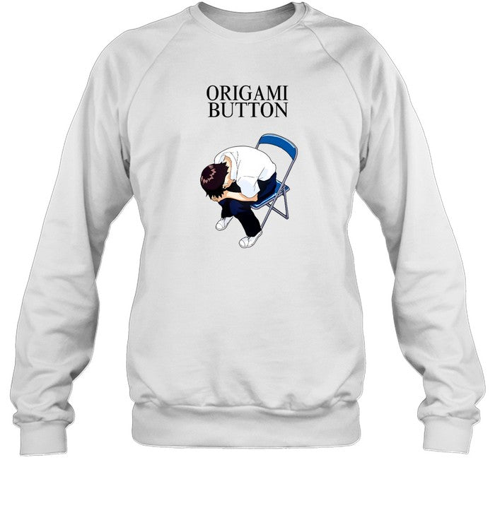 Origami Button Crewneck Sweatshirt