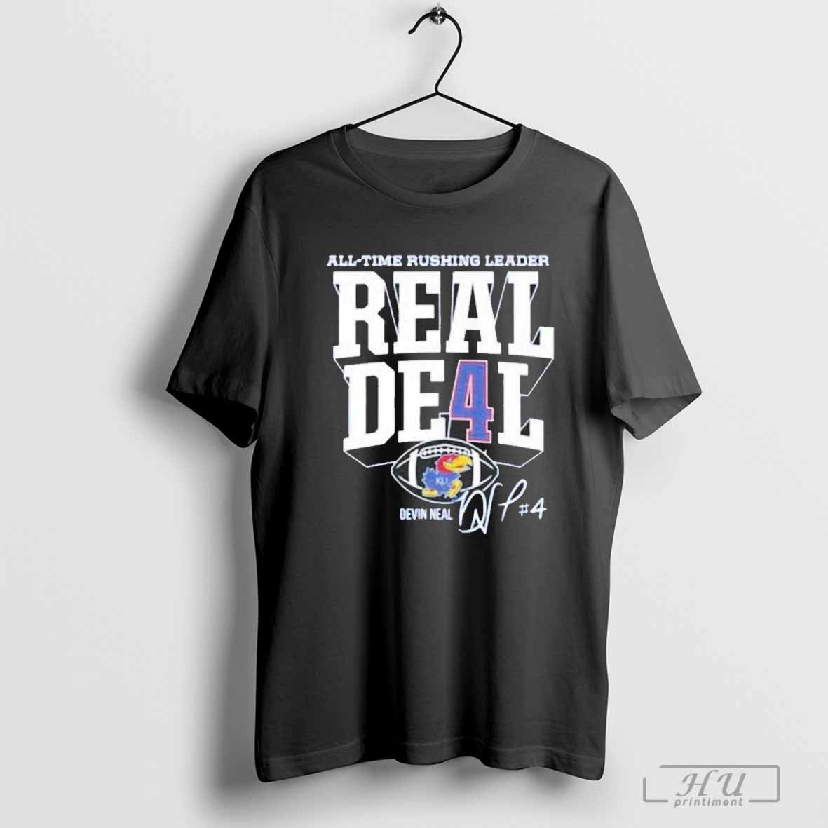 Real Deal Devin Neal Kansas Jayhawks Football All-Time Rushing Leader Record Signature t-shirt