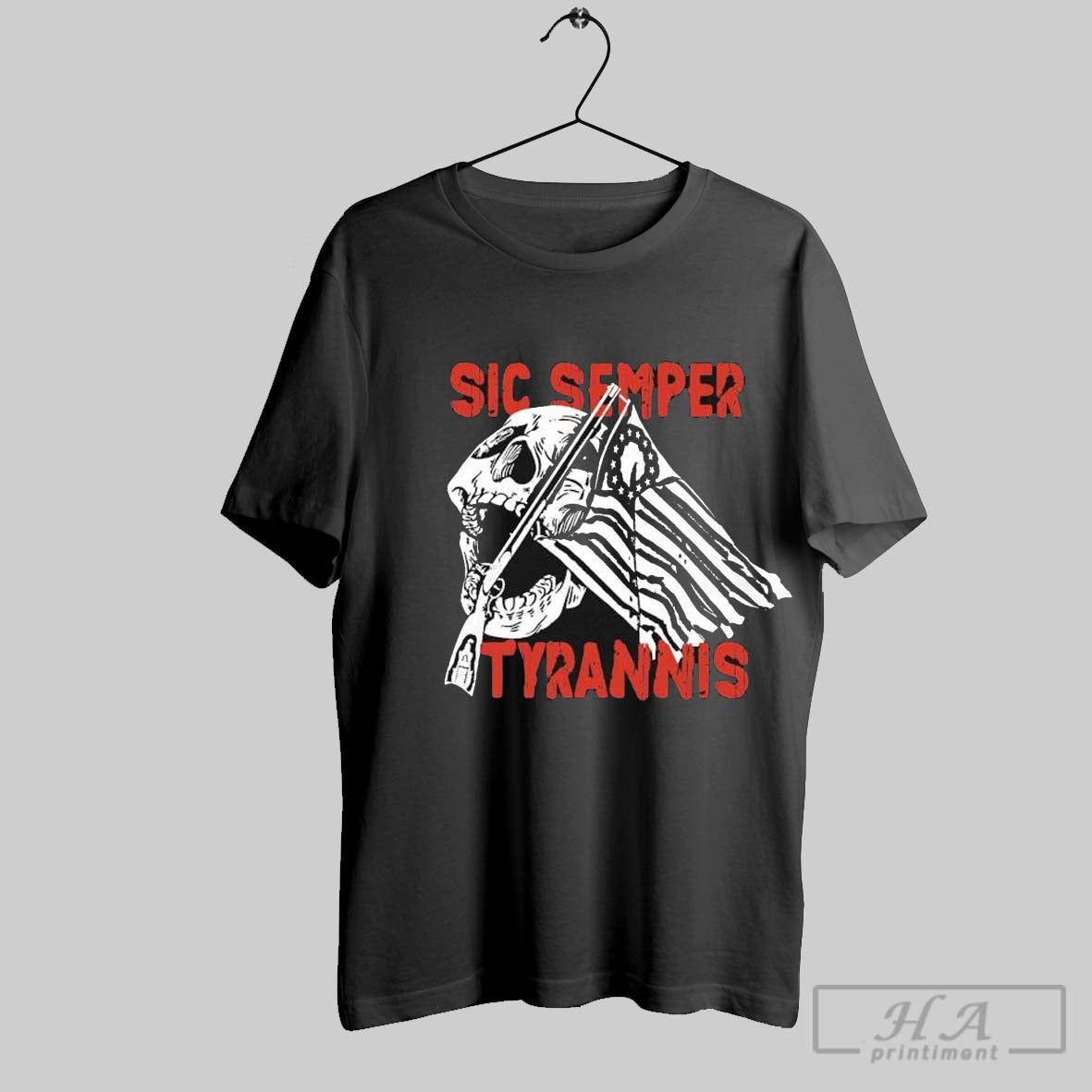 Sic Semper Tyrannis Skull America Flag T Shirts