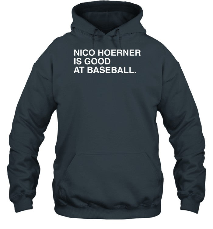 Nico Hoerner Is Good At Baseball Hooded Sweatshirt