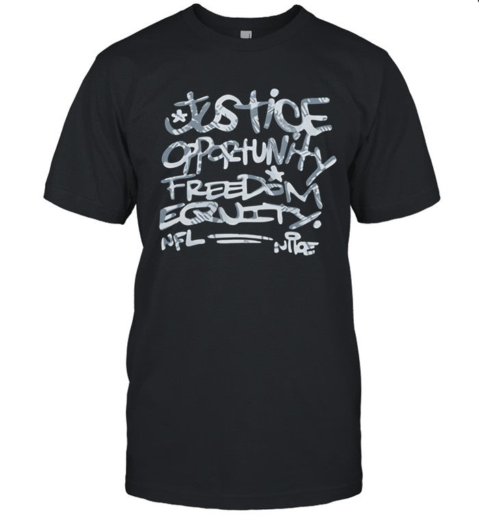Justice Opportunity Equity Freedom Black Tee