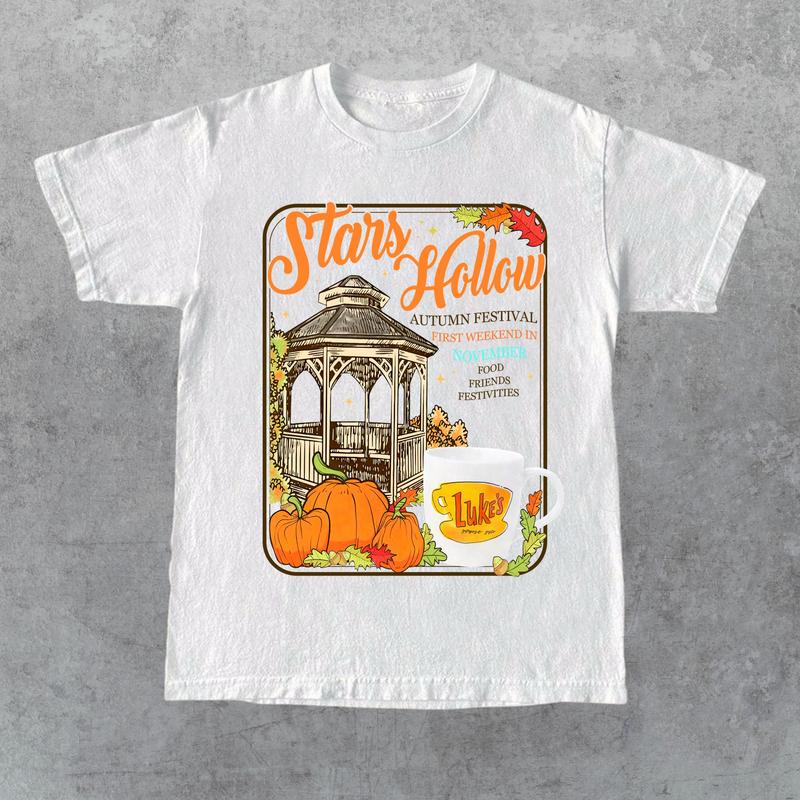 Stars Hollow Connecticut 1779 Shirt, Gilmore Girls Shirt, Autumn T-shirt, Luke’s Diner Tee, Full Color, For Men, For Women
