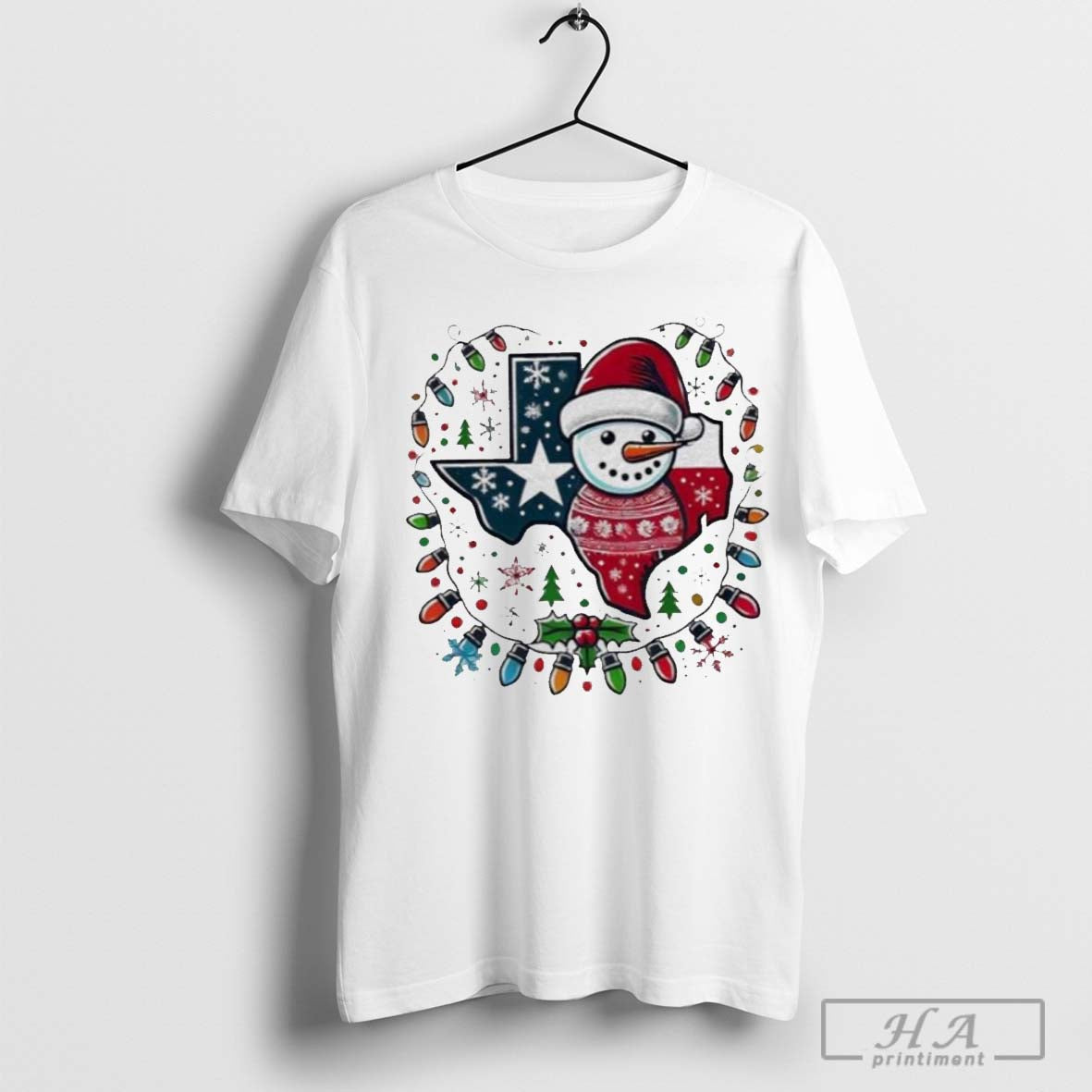 Snowman Texas Map Christmas Shirt