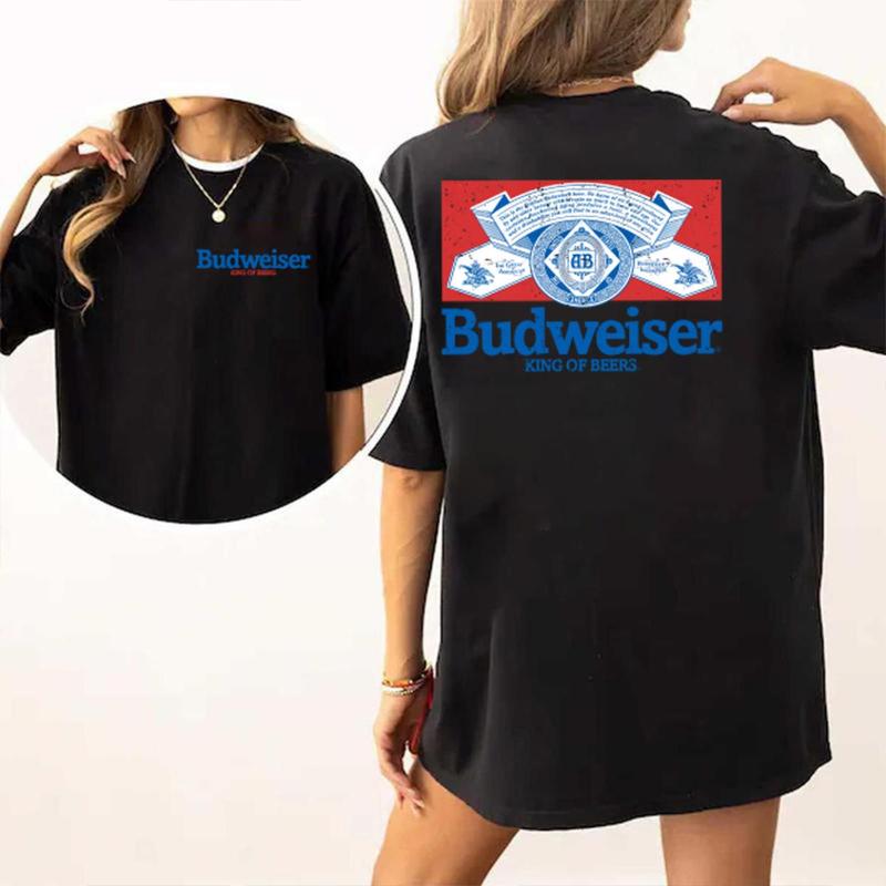 Budweiser beer retro logo and design t-shirt, high-quality material, fashion forward