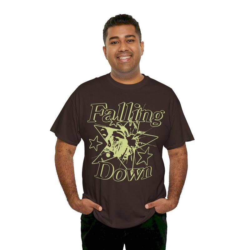 Falling Down Rockstar T-Shirt Y2k 90s Hip-Hop Tee Aesthetic Heavy Cotton Graphic T-Shirt Tshirt Shirt HipHop Rap Tee Casual Classic Menswear Retro Top