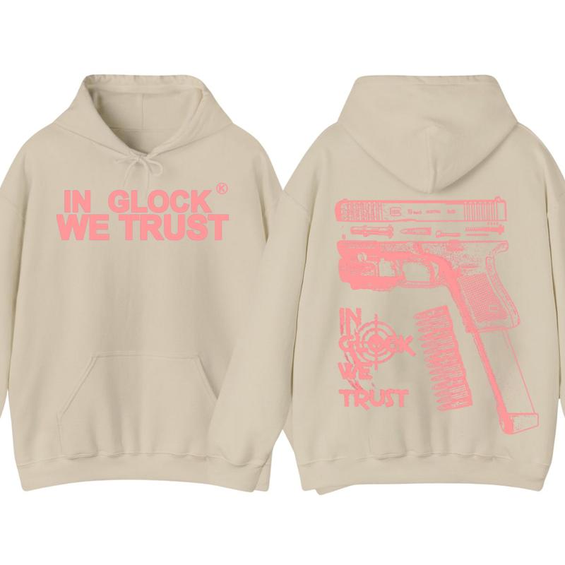 GILDAN IN GLOCK WE TRUST Hoodie - Full Color Double Sided Sweatshirt for Men and Women, Classic Fit,Glock Shirt