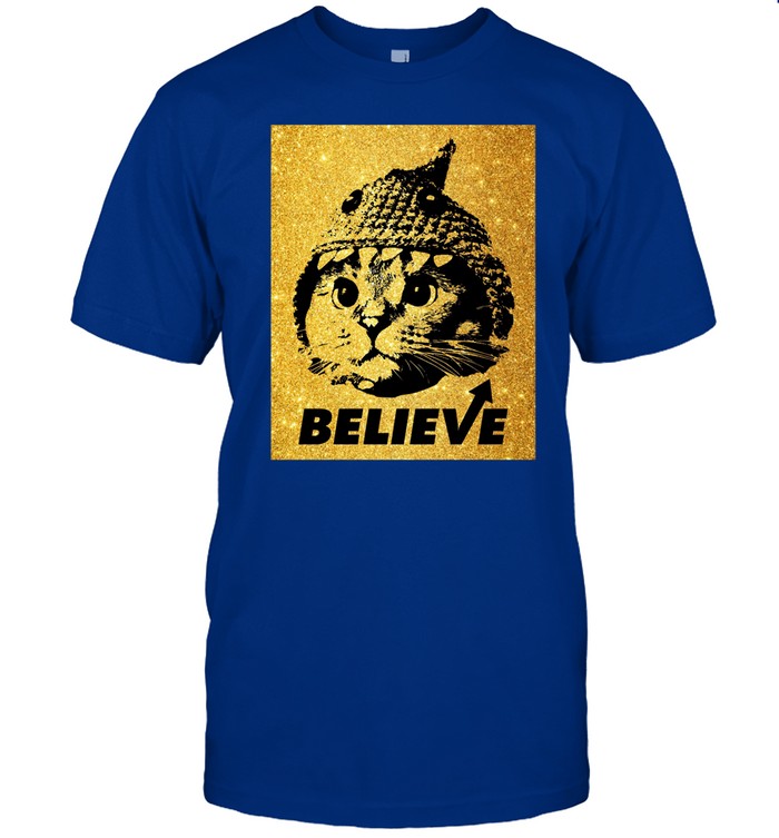 Sharkcatsolana Believe Gold Shark Cat Tee Shirt