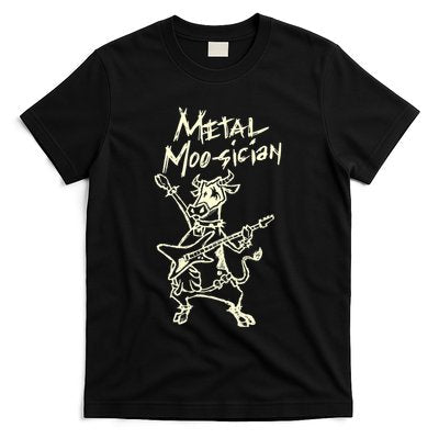 Heavy Metal Moosician Goth Bull Guitar Playing Cow T-Shirt