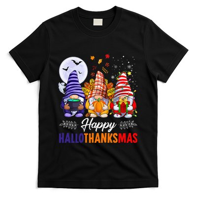 Halloween Thanksgiving Christmas Happy HalloThanksMas Gnomes T-Shirt
