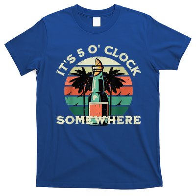 It's 5 O’clock Somewhere Summer Retro Sunset Drinking T-Shirt